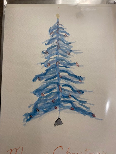 Hand painted water color cards - Christmas Tree