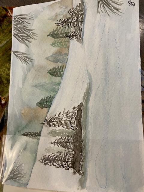 Hand painted watercolor Cards - Winter Scenery