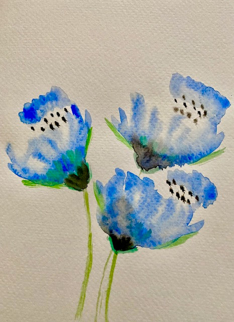 Handpainted watercolor purple flower cards