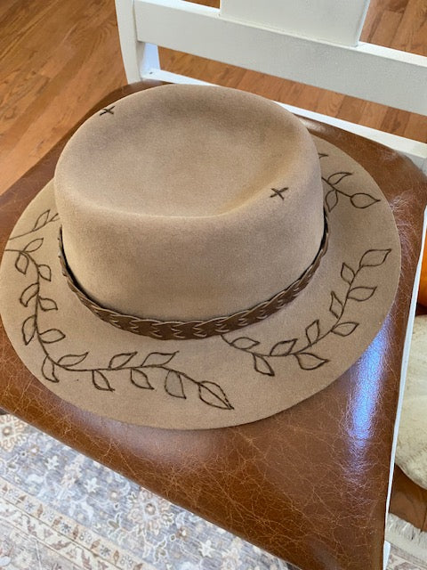 Wool Hat. Hand burned in Canada.