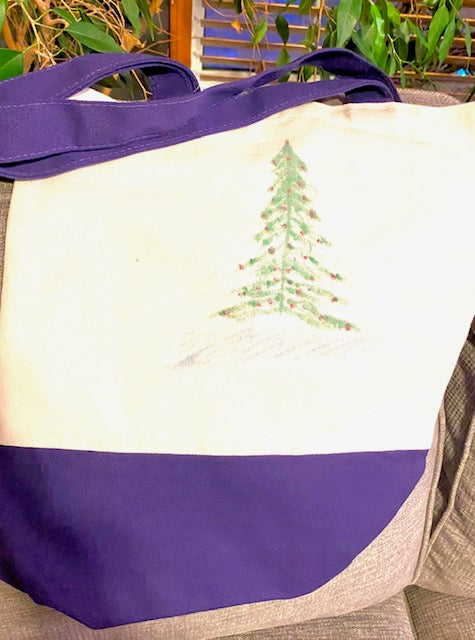 Handpainted canvas tote bag- Christmas theme