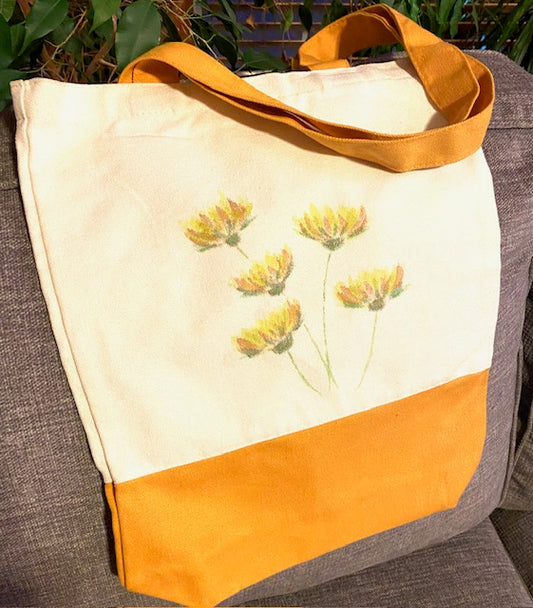 Handpainted canvas tote bag