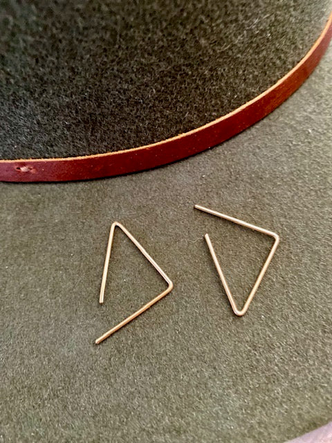 Triangular Gold Earrings by Jackie Rose Fine Jewerly