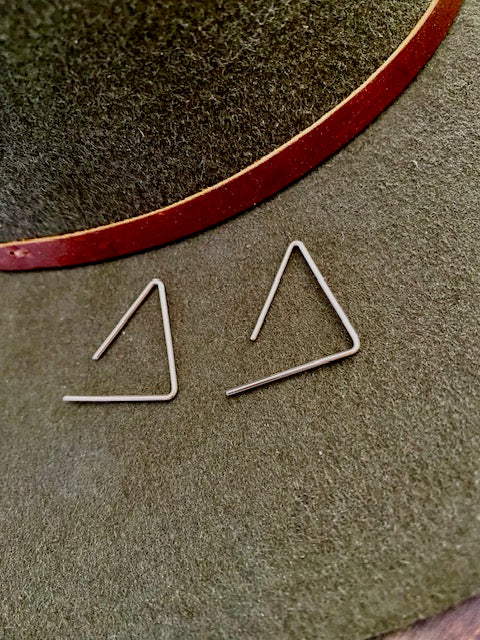Triangular silver earrings