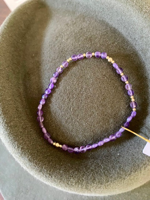 Amethyst Gemstone Bracelet- stretch