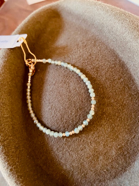Apatite gemstone in green bracelet in silver