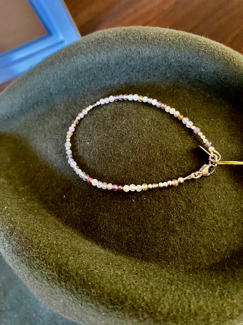 Auralite gemstone bracelet with silver clasp