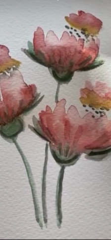 Handpainted water color pink flowers