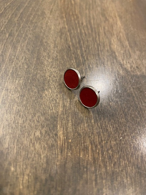 Red Leather - Silver