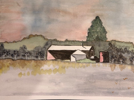 Farm Scenery Water Color