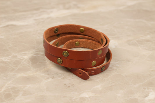 Leather Wrist Wrap with Gun Metal Rivets
